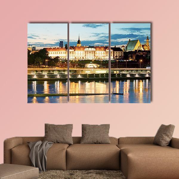 Royal Castle Over The Vistula River In Warsaw Canvas Wall Art-3 Horizontal-Gallery Wrap-25" x 16"-Tiaracle