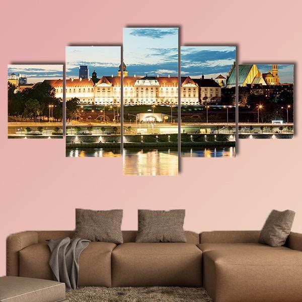 Royal Castle Over The Vistula River In Warsaw Canvas Wall Art-5 Star-Gallery Wrap-62" x 32"-Tiaracle