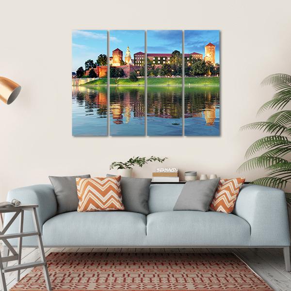 Royal Castle Wawel At Night Canvas Wall Art-4 Horizontal-Gallery Wrap-34" x 24"-Tiaracle