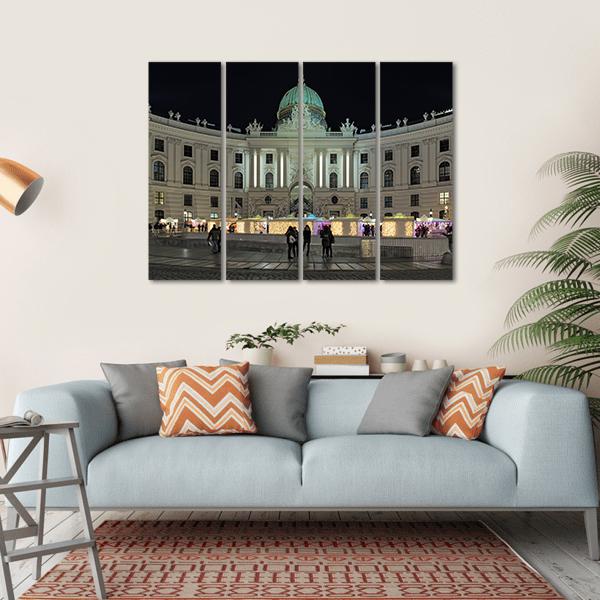 Royal Christmas Market At Michaelerplatz Canvas Wall Art-4 Horizontal-Gallery Wrap-34" x 24"-Tiaracle