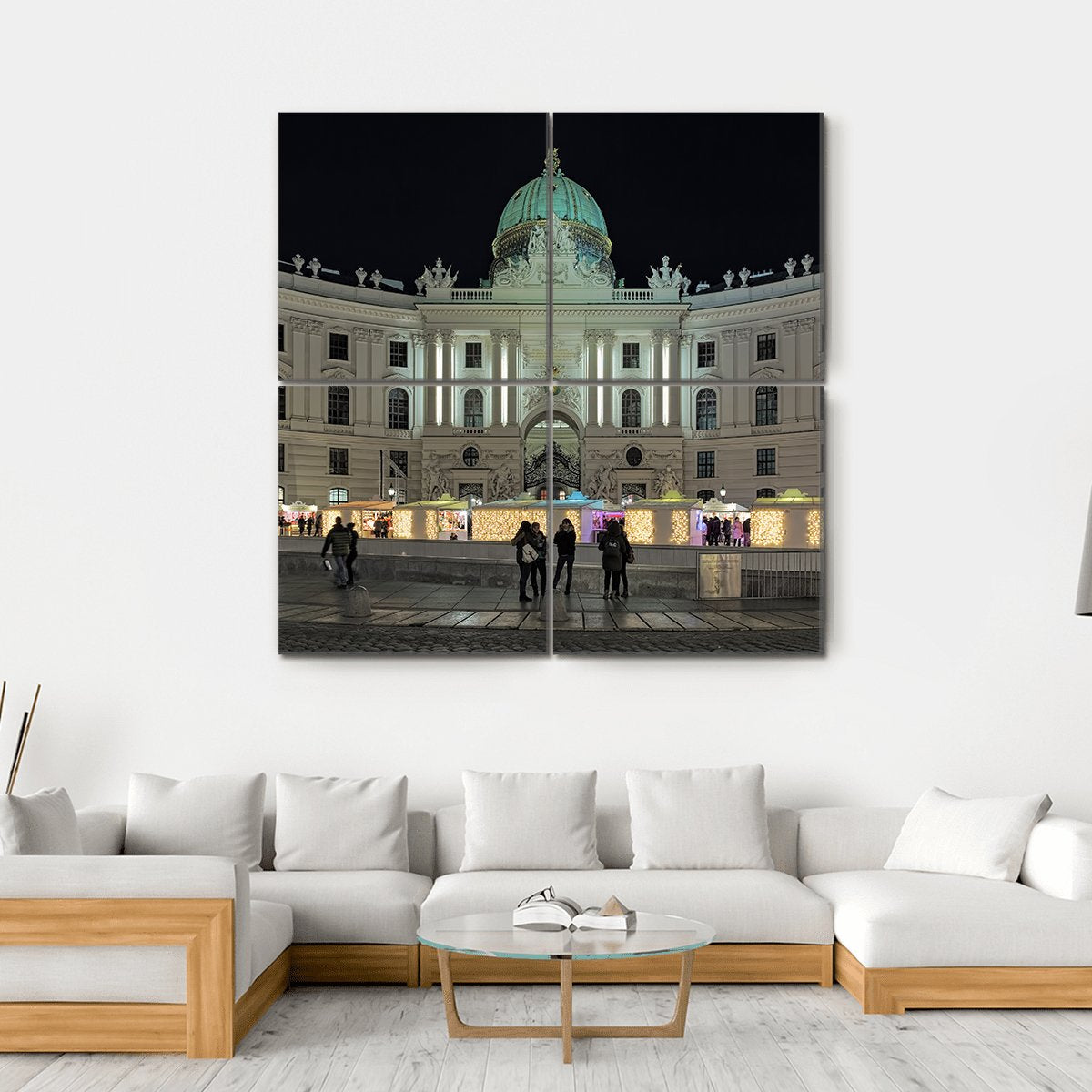 Royal Christmas Market At Michaelerplatz Canvas Wall Art-4 Square-Gallery Wrap-17" x 17"-Tiaracle