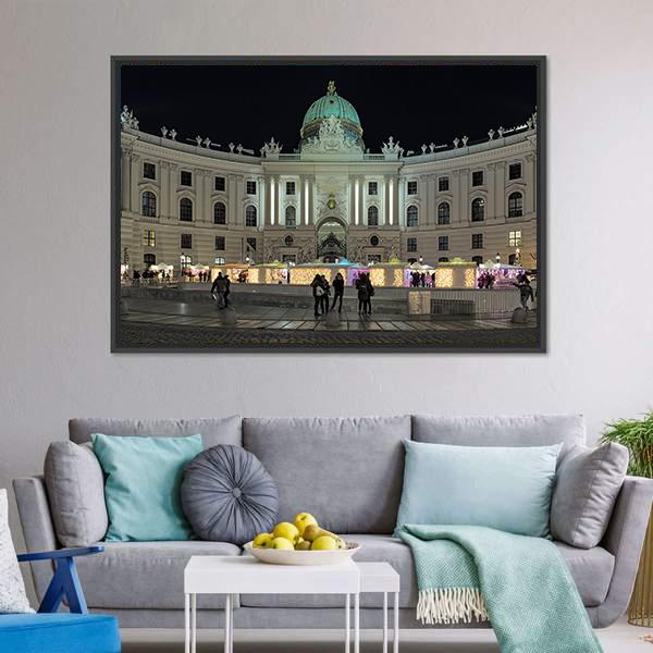 Royal Christmas Market At Michaelerplatz Canvas Wall Art-3 Horizontal-Gallery Wrap-25" x 16"-Tiaracle