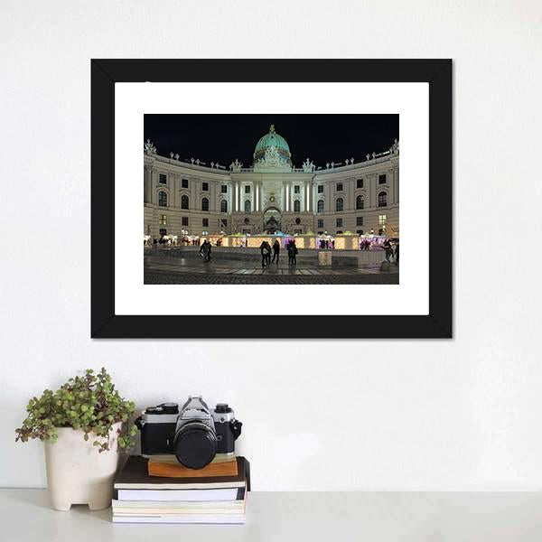 Royal Christmas Market At Michaelerplatz Canvas Wall Art-1 Piece-Framed Print-20" x 16"-Tiaracle