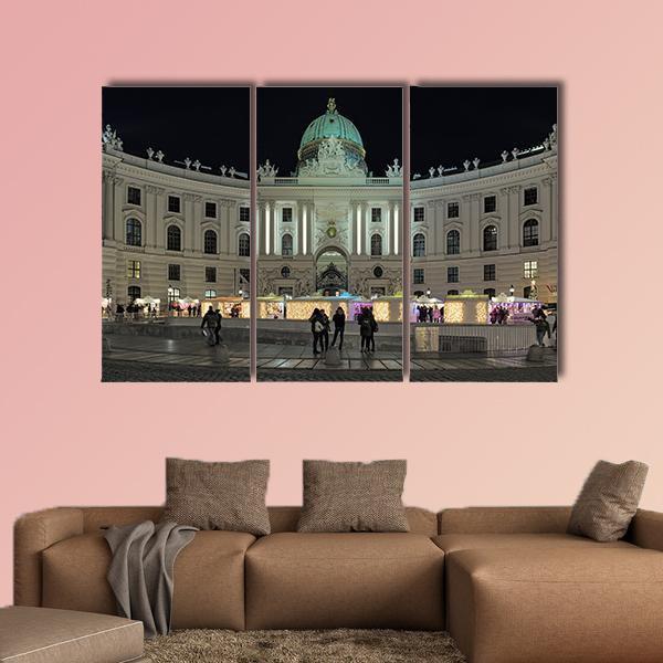 Royal Christmas Market At Michaelerplatz Canvas Wall Art-3 Horizontal-Gallery Wrap-37" x 24"-Tiaracle