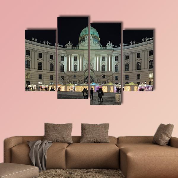 Royal Christmas Market At Michaelerplatz Canvas Wall Art-4 Pop-Gallery Wrap-50" x 32"-Tiaracle