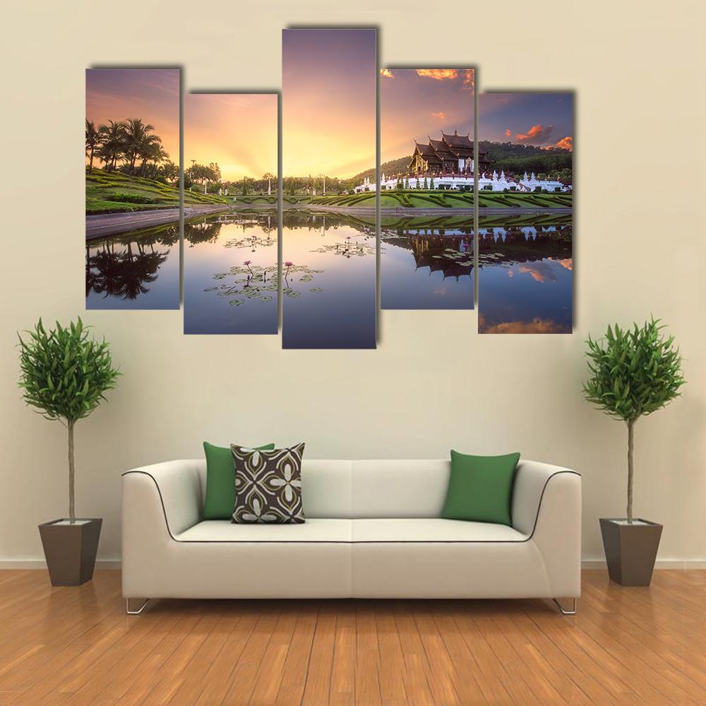 Royal Flora Ratchaphruek Park Canvas Wall Art-5 Pop-Gallery Wrap-47" x 32"-Tiaracle