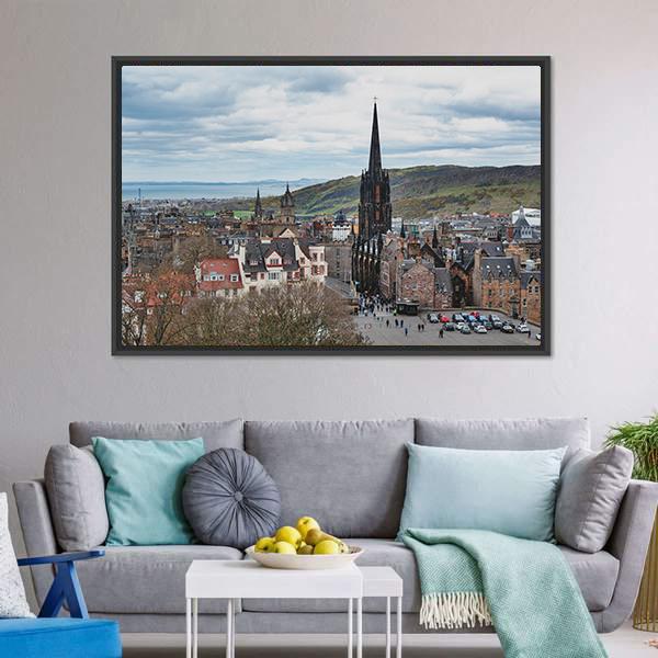 Royal Mile In Scotland Canvas Wall Art-3 Horizontal-Gallery Wrap-25" x 16"-Tiaracle