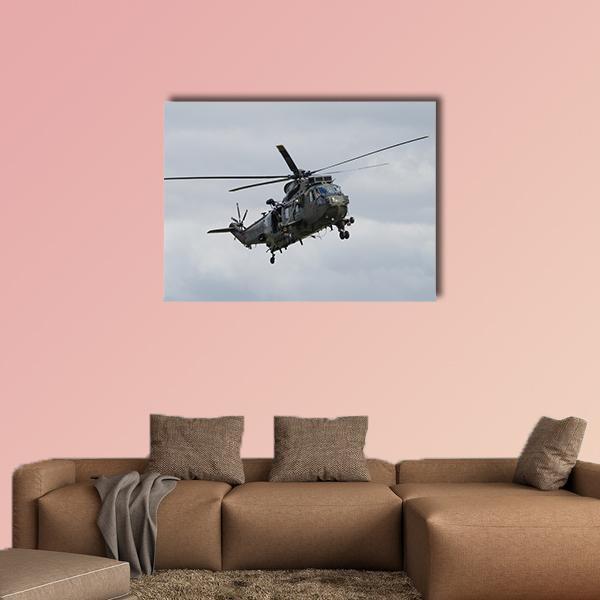 Royal Navy Sea King Helicopter Canvas Wall Art-3 Horizontal-Gallery Wrap-37" x 24"-Tiaracle
