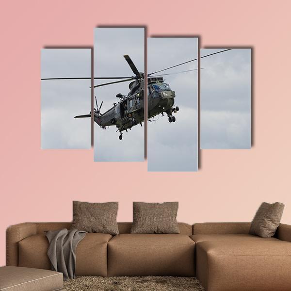 Royal Navy Sea King Helicopter Canvas Wall Art-4 Pop-Gallery Wrap-50" x 32"-Tiaracle