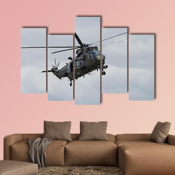 Royal Navy Sea King Helicopter Canvas Wall Art-5 Pop-Gallery Wrap-47" x 32"-Tiaracle