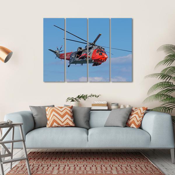 Royal Navy Sea King Search And Rescue Helicopter Canvas Wall Art-4 Horizontal-Gallery Wrap-34" x 24"-Tiaracle