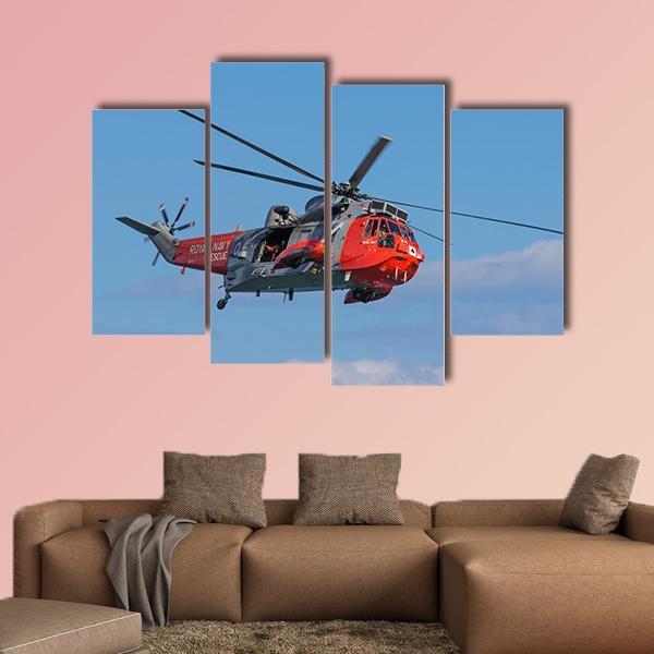 Royal Navy Sea King Search And Rescue Helicopter Canvas Wall Art-4 Pop-Gallery Wrap-50" x 32"-Tiaracle