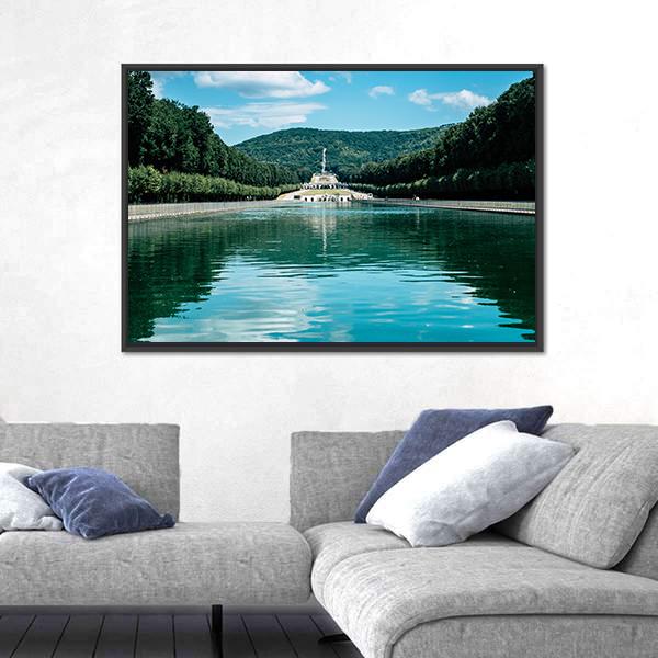 Royal Palace Of Caserta Canvas Wall Art-1 Piece-Floating Frame-24" x 16"-Tiaracle