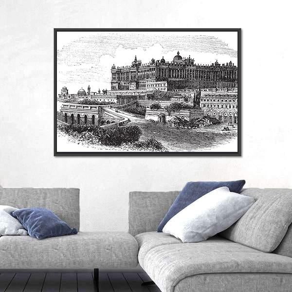 Royal Palace Of Madrid Canvas Wall Art-1 Piece-Floating Frame-24" x 16"-Tiaracle