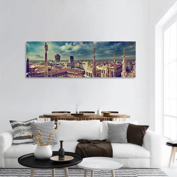 Panorama View Of Milan Panoramic Canvas Wall Art-1 Piece-36" x 12"-Tiaracle