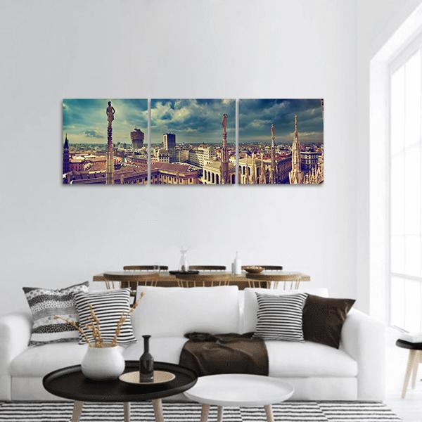 Panorama View Of Milan Panoramic Canvas Wall Art-3 Piece-25" x 08"-Tiaracle