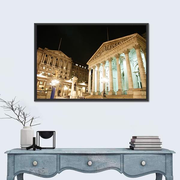 Royal Stock Exchange UK Canvas Wall Art-1 Piece-Floating Frame-24" x 16"-Tiaracle