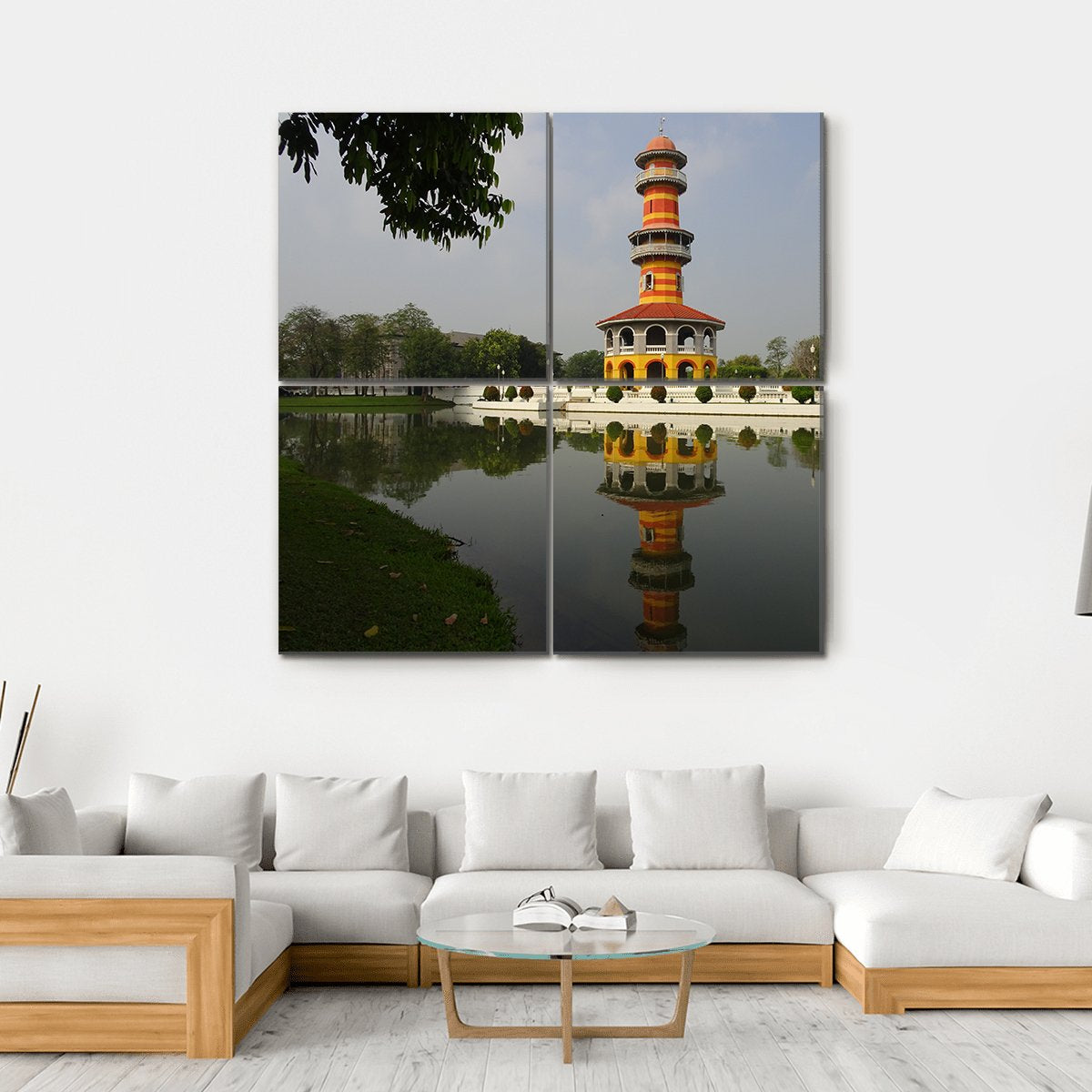 Royal Summer Palace Bang Pa In In Thailand Canvas Wall Art-4 Square-Gallery Wrap-17" x 17"-Tiaracle