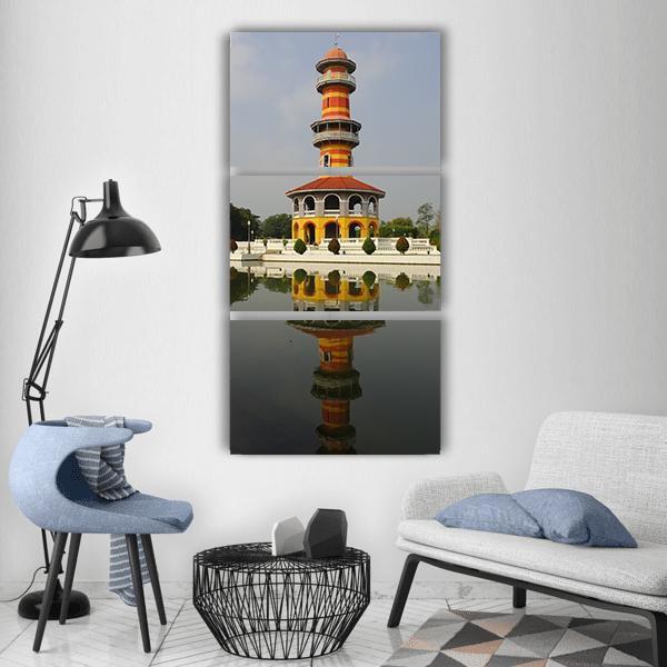 Royal Summer Palace Bang Pa In Vertical Canvas Wall Art-3 Vertical-Gallery Wrap-12" x 25"-Tiaracle