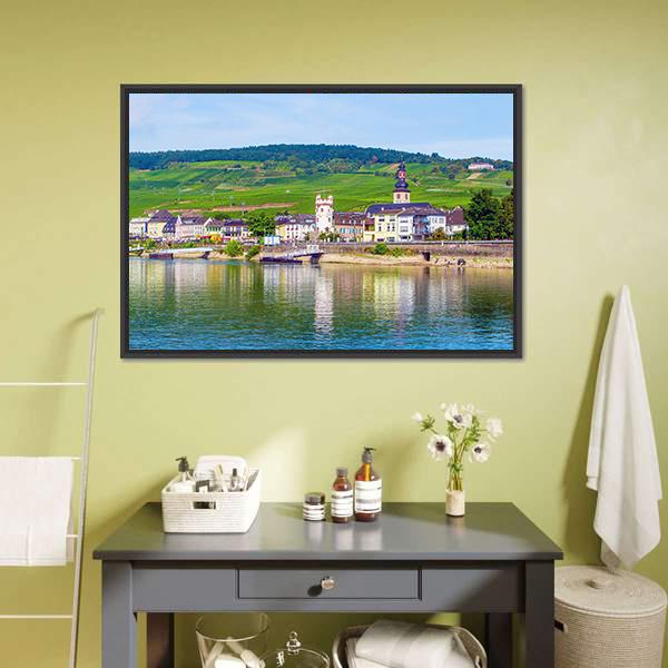 Rudesheim am Rhein In Rhine Gorge Canvas Wall Art-1 Piece-Floating Frame-24" x 16"-Tiaracle