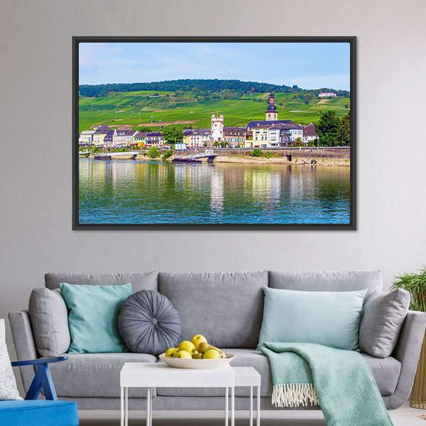 Rudesheim am Rhein In Rhine Gorge Canvas Wall Art-3 Horizontal-Gallery Wrap-25" x 16"-Tiaracle