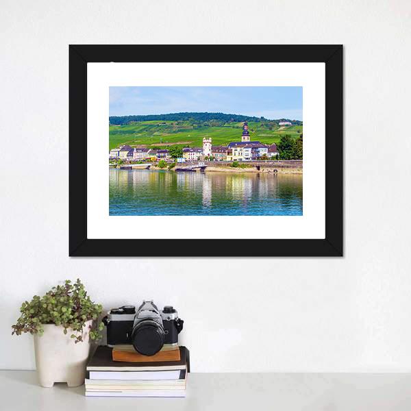 Rudesheim am Rhein In Rhine Gorge Canvas Wall Art-1 Piece-Framed Print-20" x 16"-Tiaracle