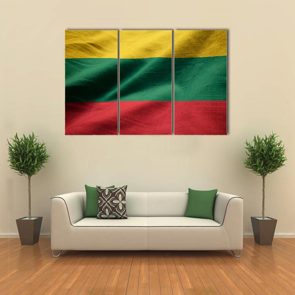 Ruffled Lithuania Flag Canvas Wall Art-3 Horizontal-Gallery Wrap-25" x 16"-Tiaracle