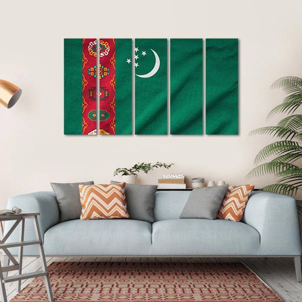 Ruffled Turkmenistan Flag Canvas Wall Art-5 Horizontal-Gallery Wrap-22" x 12"-Tiaracle