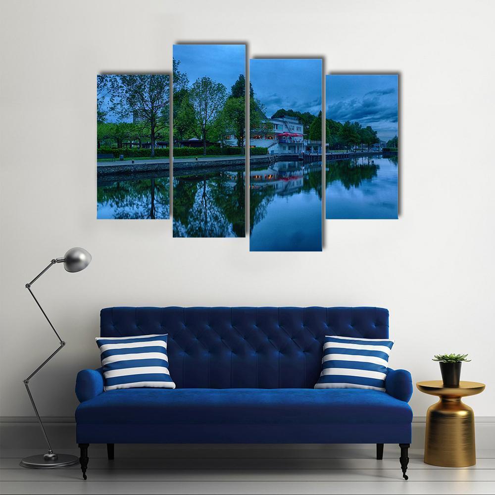 Ruhr Promenade In Muelheim Canvas Wall Art-4 Pop-Gallery Wrap-50" x 32"-Tiaracle