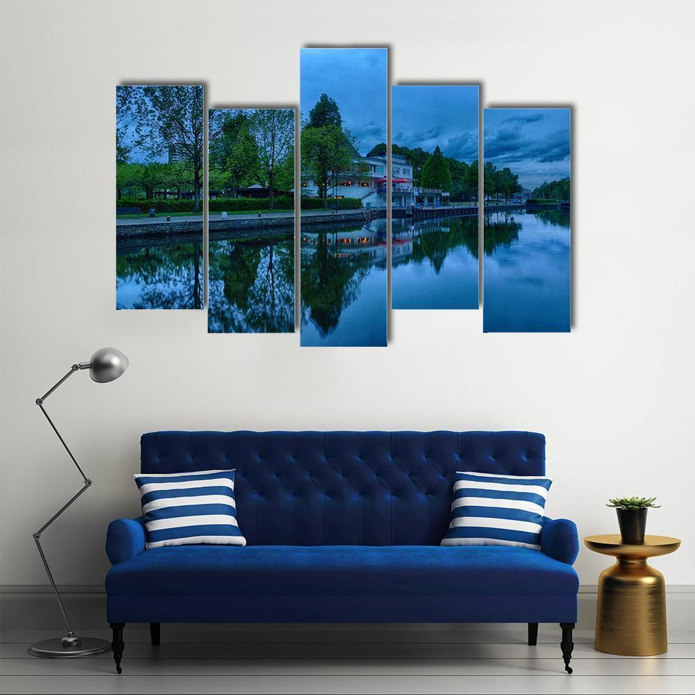 Ruhr Promenade In Muelheim Canvas Wall Art-5 Pop-Gallery Wrap-47" x 32"-Tiaracle