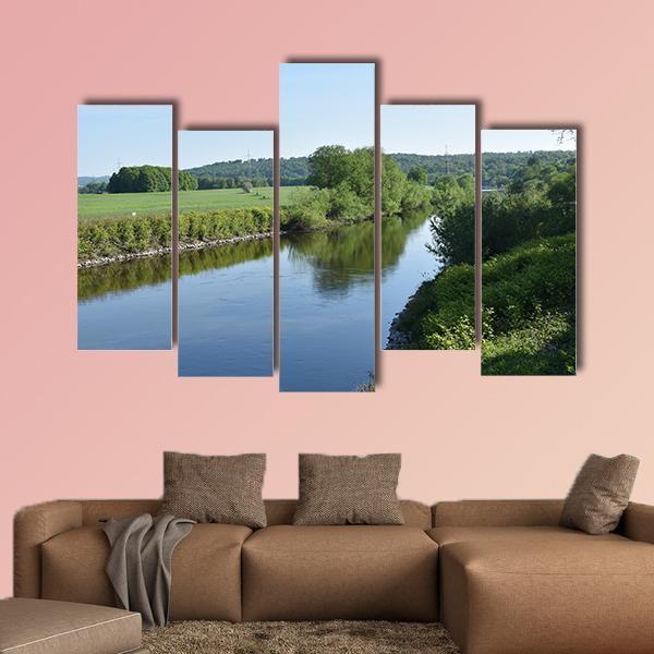 Ruhr River In Essen Germany Canvas Wall Art-5 Pop-Gallery Wrap-47" x 32"-Tiaracle