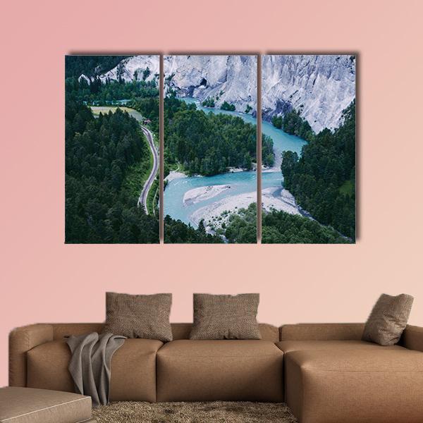 Ruinaulta Canyon In Switzerland Canvas Wall Art-3 Horizontal-Gallery Wrap-37" x 24"-Tiaracle