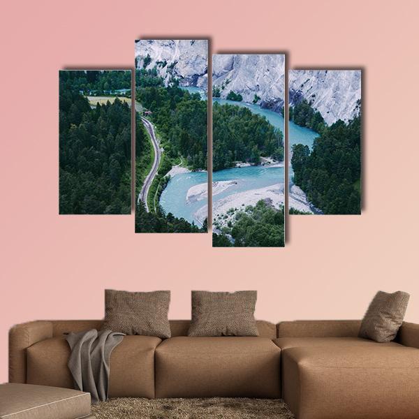 Ruinaulta Canyon In Switzerland Canvas Wall Art-4 Pop-Gallery Wrap-50" x 32"-Tiaracle