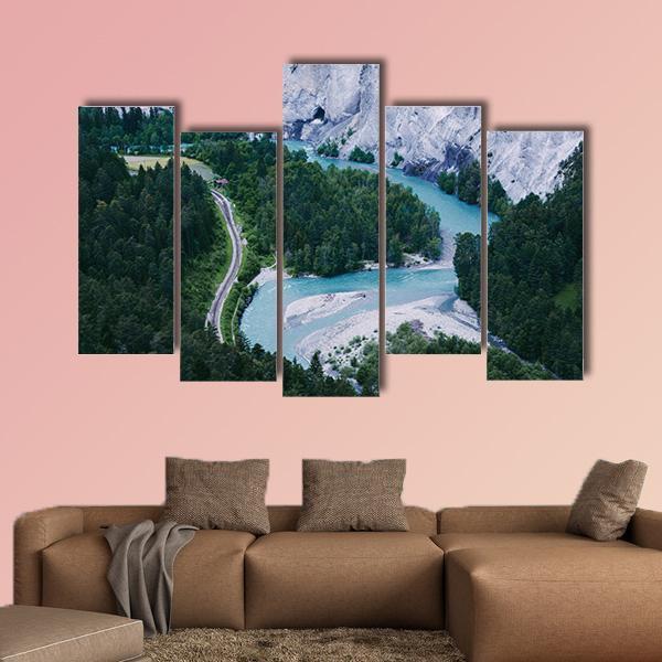 Ruinaulta Canyon In Switzerland Canvas Wall Art-5 Pop-Gallery Wrap-47" x 32"-Tiaracle
