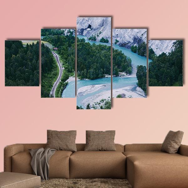 Ruinaulta Canyon In Switzerland Canvas Wall Art-5 Star-Gallery Wrap-62" x 32"-Tiaracle
