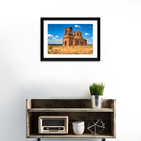 Ruined Orhtodox Cathedral Canvas Wall Art-1 Piece-Framed Print-20" x 16"-Tiaracle