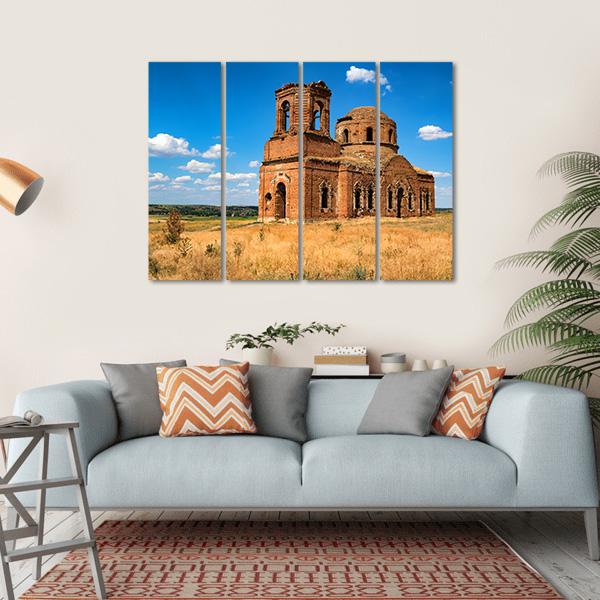 Ruined Orhtodox Cathedral Canvas Wall Art-4 Horizontal-Gallery Wrap-34" x 24"-Tiaracle