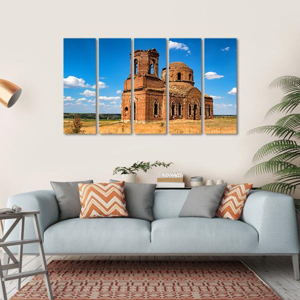 Ruined Orhtodox Cathedral Canvas Wall Art-5 Horizontal-Gallery Wrap-22" x 12"-Tiaracle