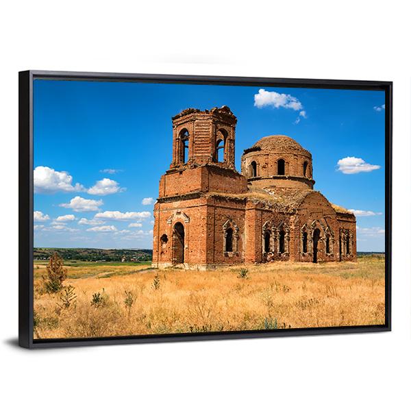 Ruined Orhtodox Cathedral Canvas Wall Art-3 Horizontal-Gallery Wrap-25" x 16"-Tiaracle