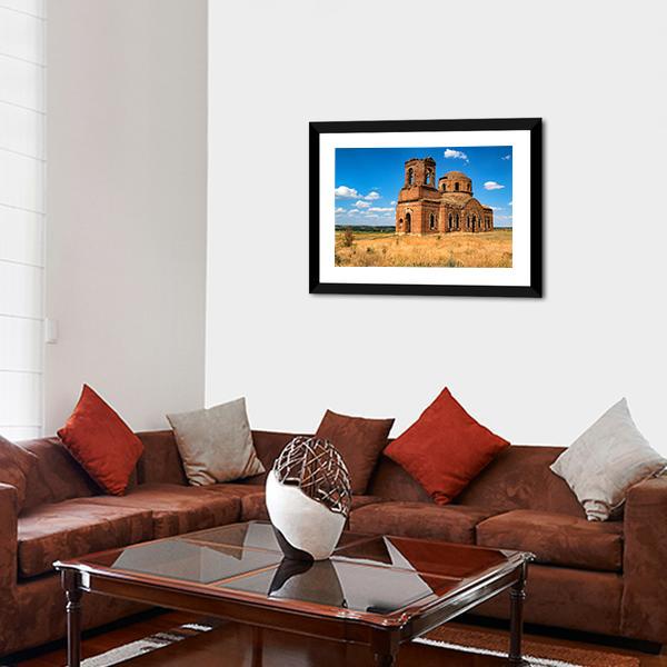 Ruined Orhtodox Cathedral Canvas Wall Art-3 Horizontal-Gallery Wrap-25" x 16"-Tiaracle