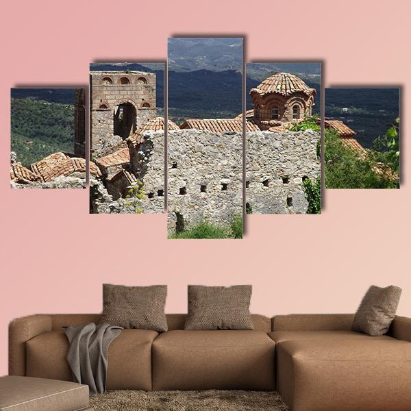 Ruins Of A Church In Mystras In Greece Canvas Wall Art-5 Star-Gallery Wrap-62" x 32"-Tiaracle