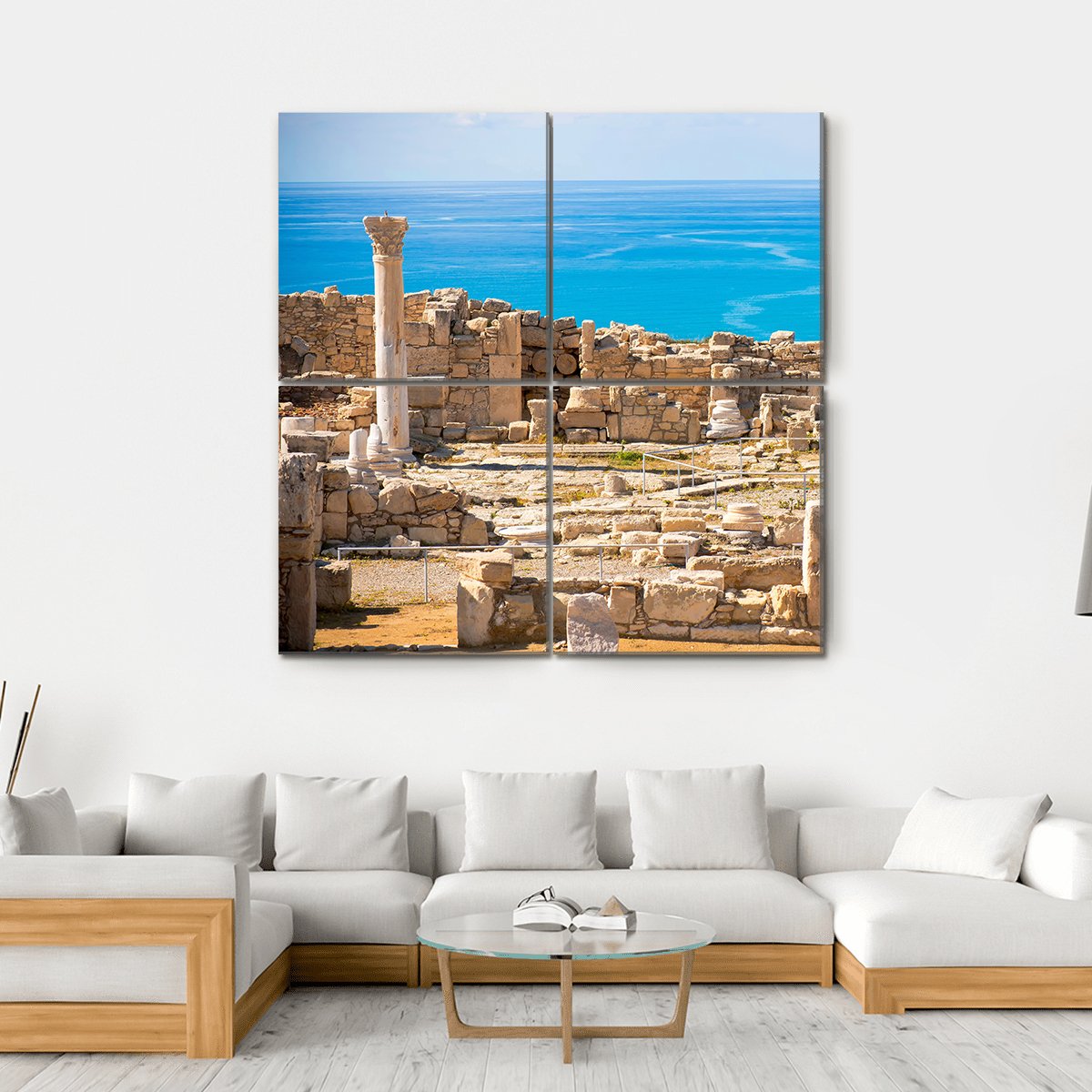 Ruins Of Ancient Kourion In Limassol District Canvas Wall Art-4 Square-Gallery Wrap-17" x 17"-Tiaracle