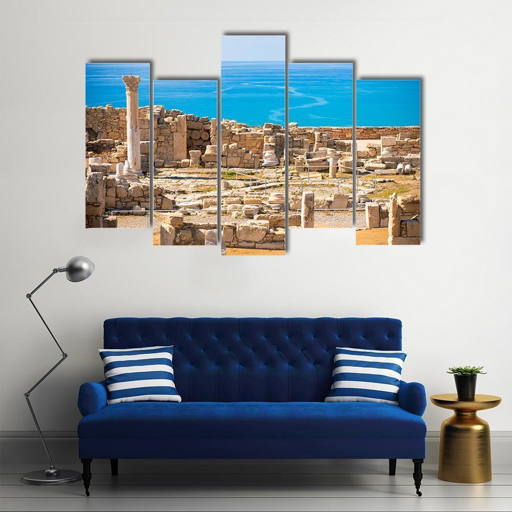 Ruins Of Ancient Kourion In Limassol District Canvas Wall Art-5 Pop-Gallery Wrap-47" x 32"-Tiaracle