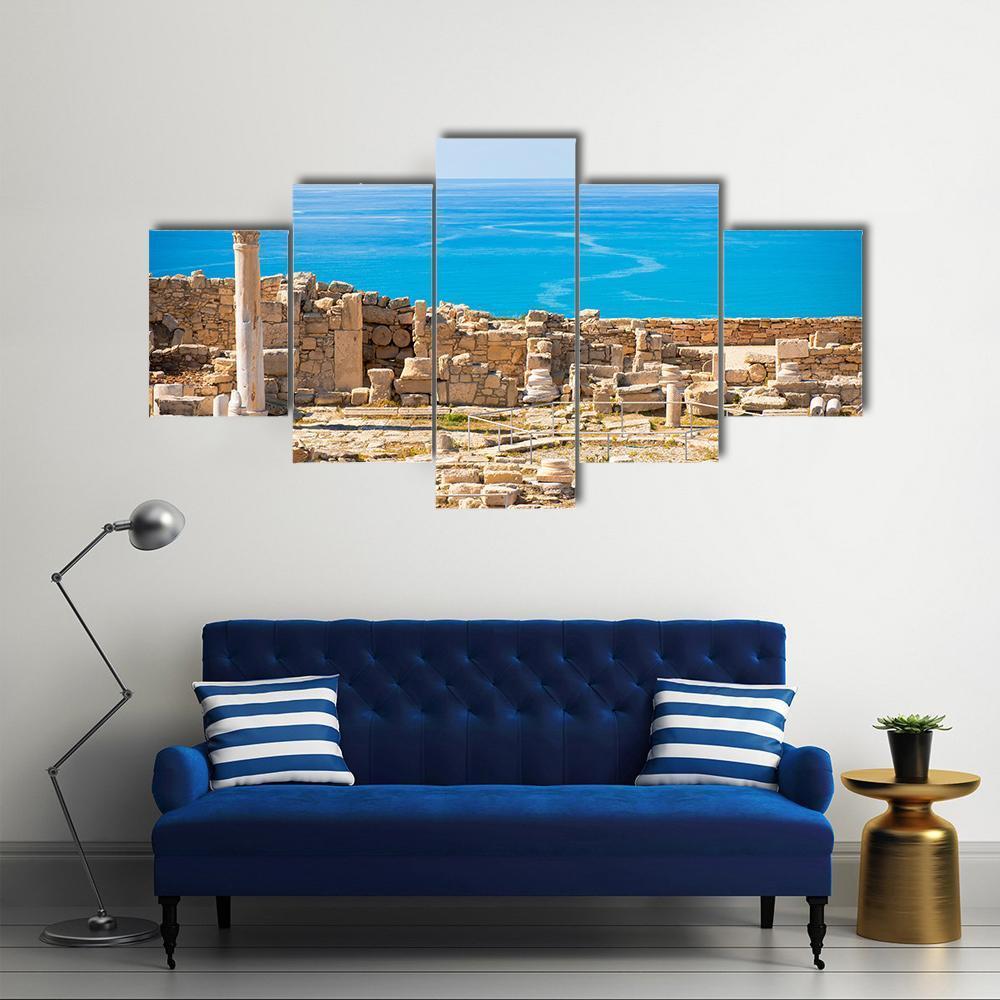 Ruins Of Ancient Kourion In Limassol District Canvas Wall Art-5 Star-Gallery Wrap-62" x 32"-Tiaracle