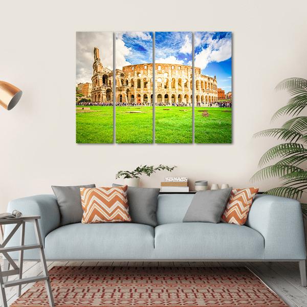 Ruins Of Antique Colosseum Building Canvas Wall Art-4 Horizontal-Gallery Wrap-34" x 24"-Tiaracle