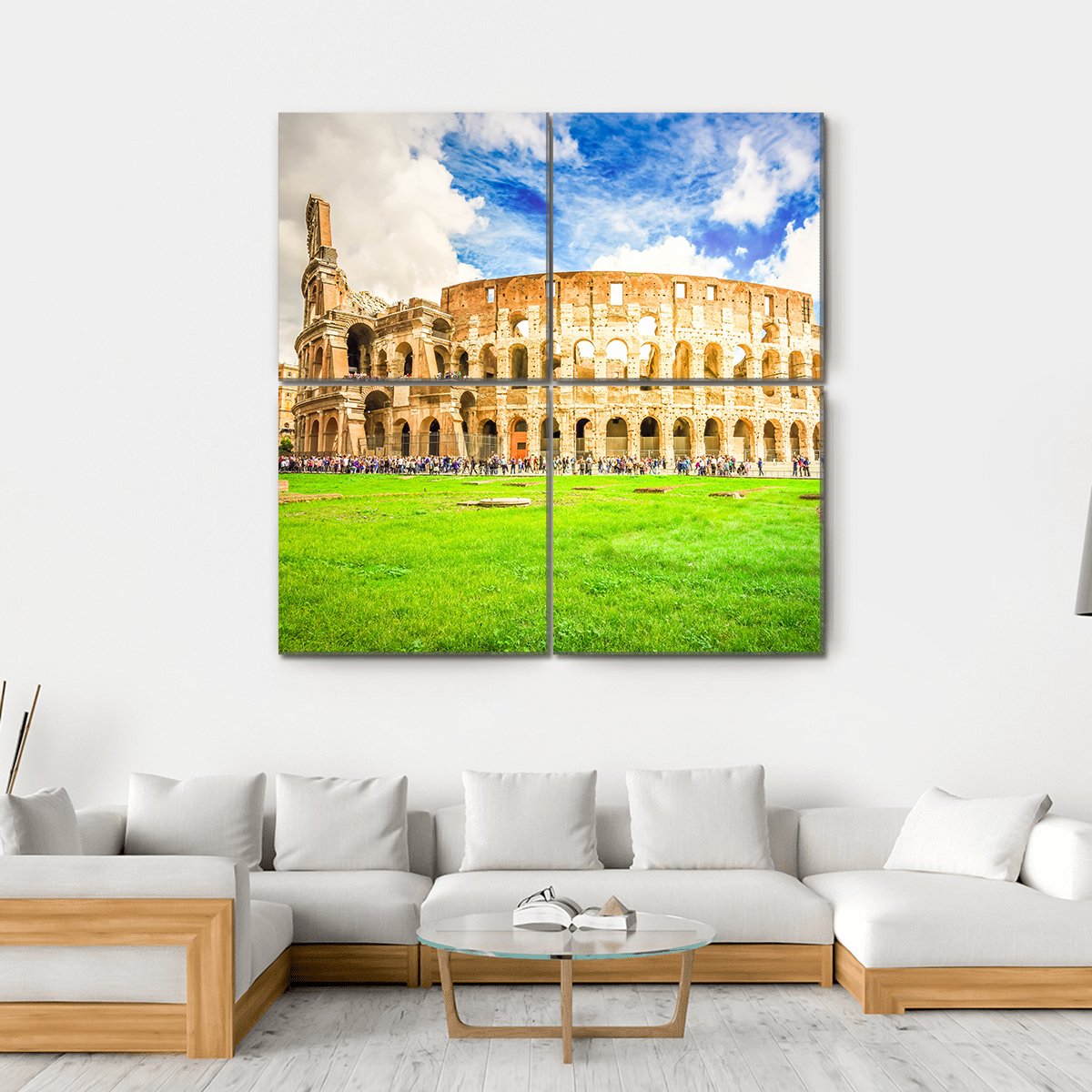 Ruins Of Antique Colosseum Building Canvas Wall Art-4 Square-Gallery Wrap-17" x 17"-Tiaracle