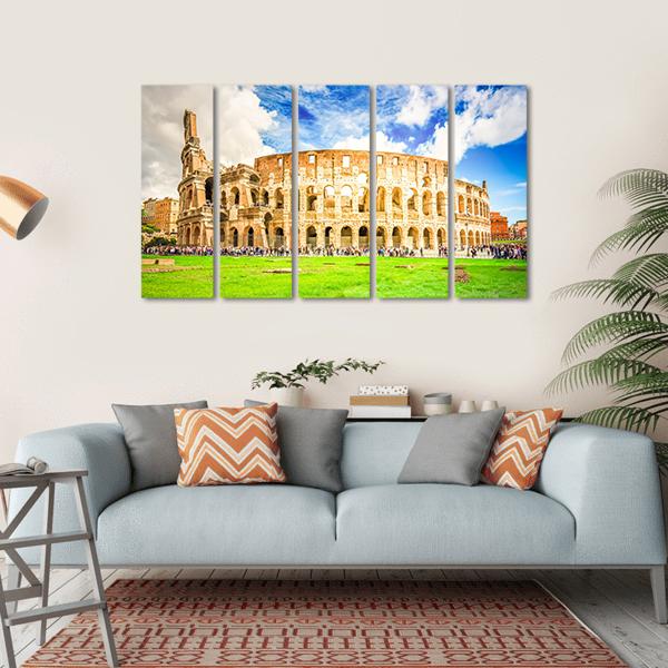 Ruins Of Antique Colosseum Building Canvas Wall Art-5 Horizontal-Gallery Wrap-22" x 12"-Tiaracle
