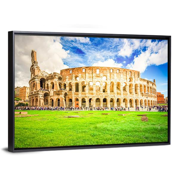 Ruins Of Antique Colosseum Building Canvas Wall Art-3 Horizontal-Gallery Wrap-25" x 16"-Tiaracle