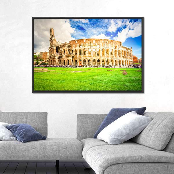 Ruins Of Antique Colosseum Building Canvas Wall Art-3 Horizontal-Gallery Wrap-25" x 16"-Tiaracle