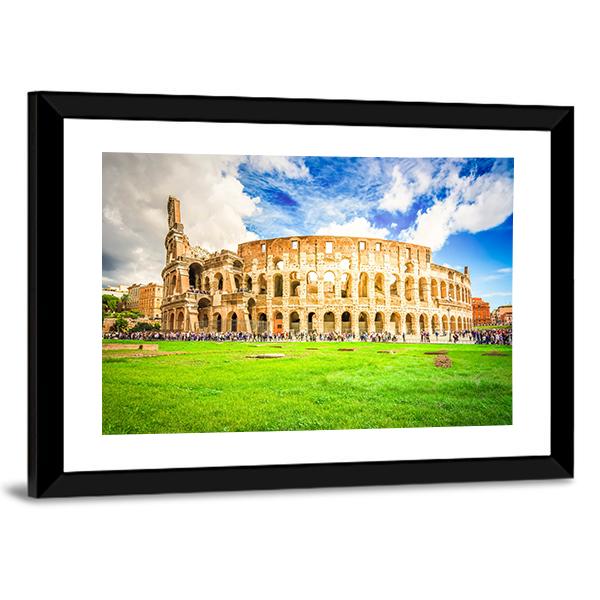 Ruins Of Antique Colosseum Building Canvas Wall Art-3 Horizontal-Gallery Wrap-25" x 16"-Tiaracle